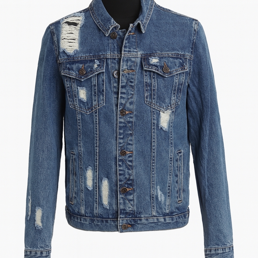 Distressed Denim Jacket - image 1